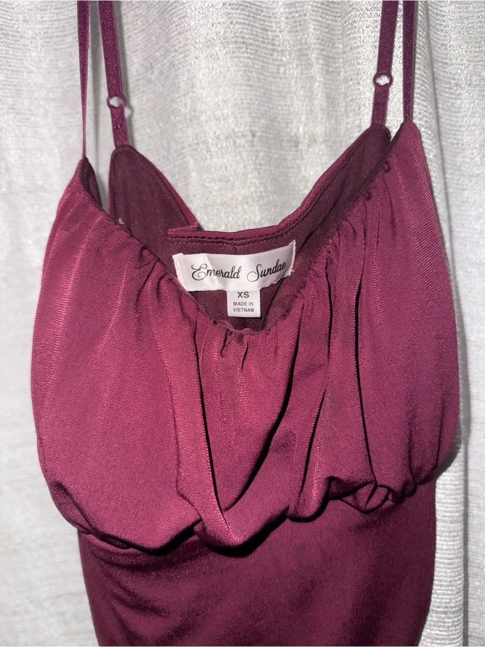 Emerald Sundae Wine Cowl Neck Spaghetti Strap dress